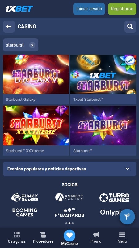 Prueba starburst en 1xbet