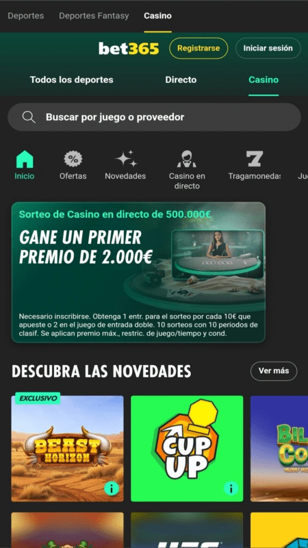 Página principal del Casino Bet365