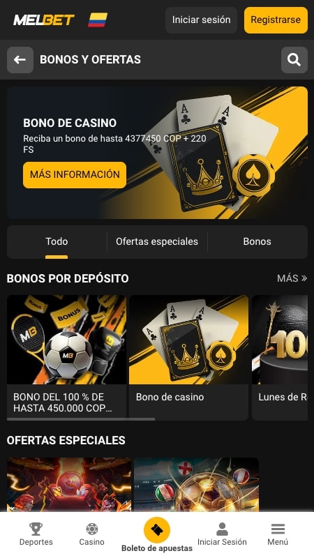 Bonos y promociones de MelBet