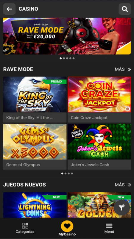 Página principal del casino Melbet