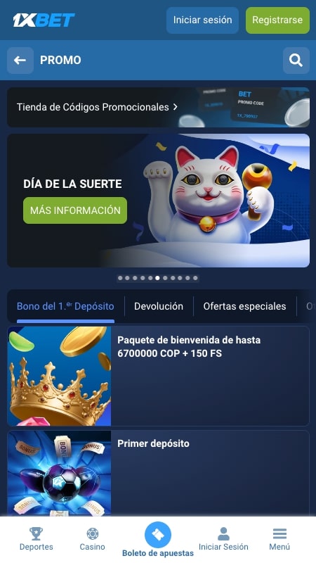 Bonos y promociones de 1xbet