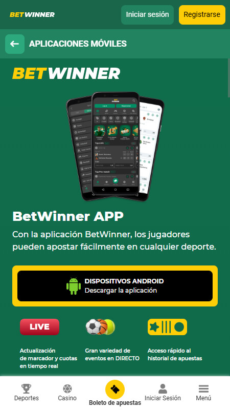 Betwinner aplicaciones móviles