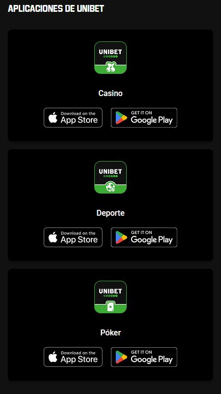 Unibet mobile apps